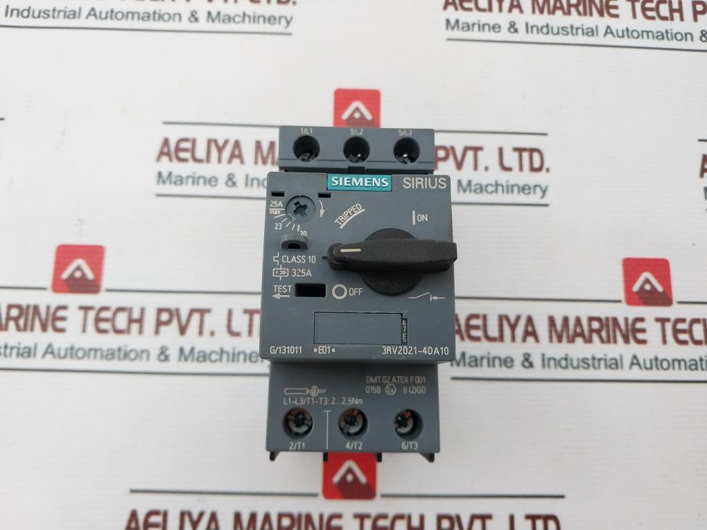 Siemens 3Rv2021-4Da10 Motor Protection Circuit Breaker 3Zx1012-0Rv21-1Aa1